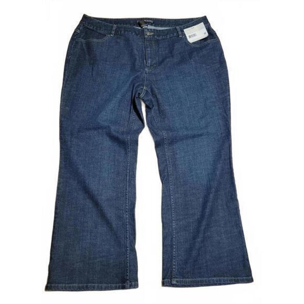 Liz Claiborne Bootcut Jeans Womens 20P Dark Wash Blue Stretch Denim WDLUP624 NWT